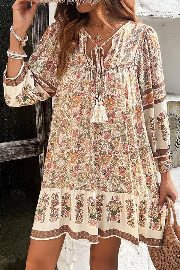 Trendy Floral V Neck Summer Dress