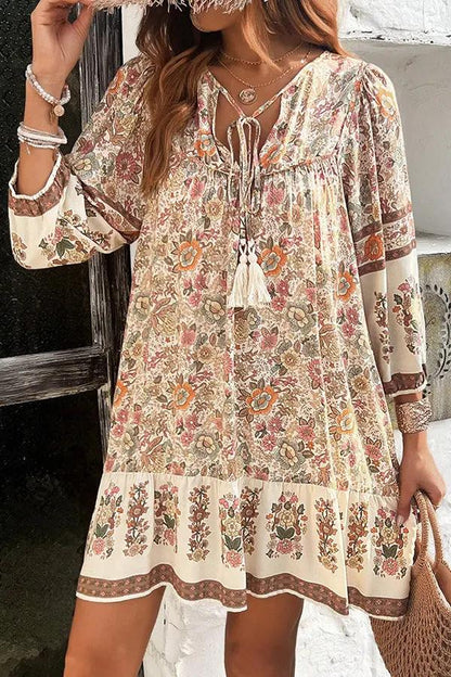 Trendy Floral V Neck Summer Dress