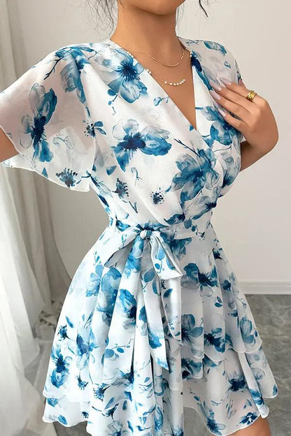 Trendy Floral Belted Summer Dress