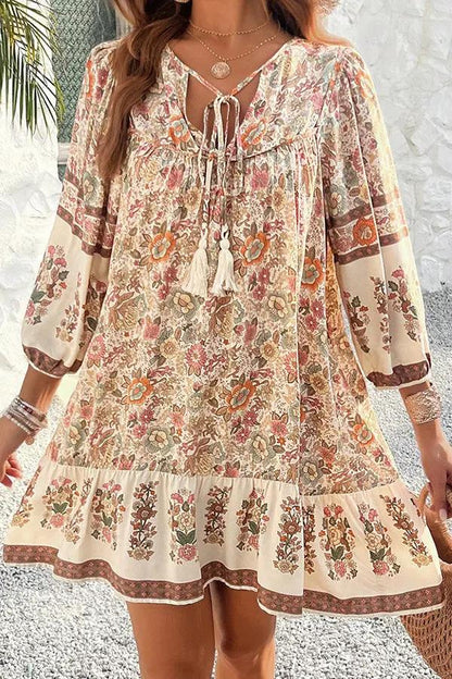 Trendy Floral V Neck Summer Dress