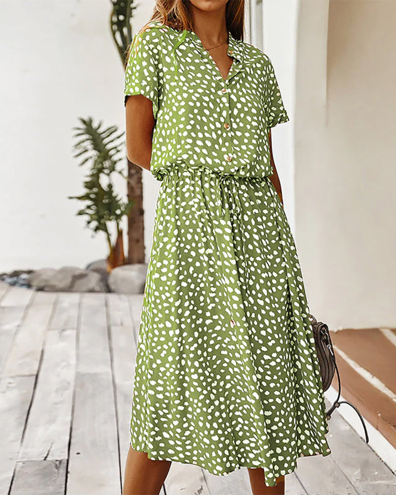Chic V-Neck Spot Summer Dress for Ladies