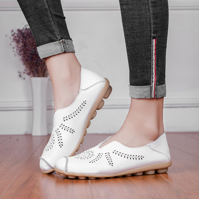 Slip On Loafers Hollow Flat Bottom Women Shoes