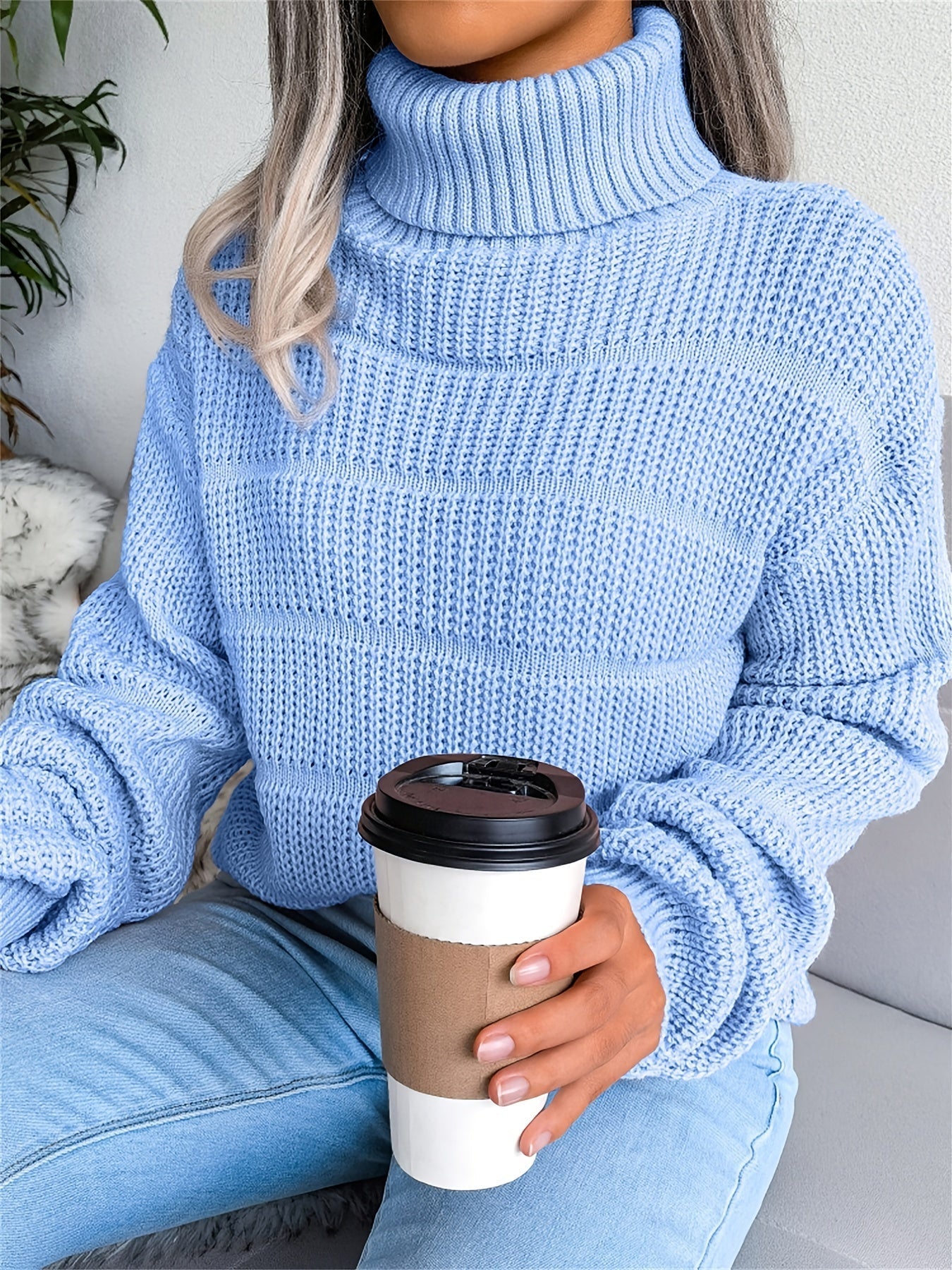 Cozy Ladies' Thermal Crew Neck Long Sweater - OutfitLondon