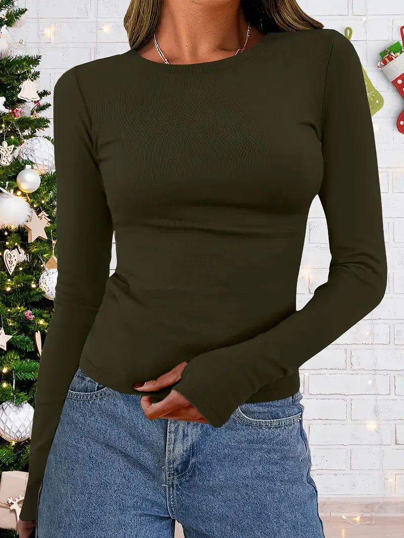 Women's Classic Round Neck Winter Sweater Top