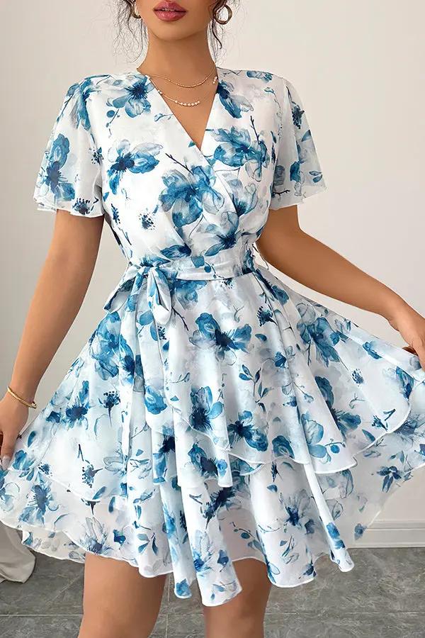 Trendy Floral Belted Summer Dress