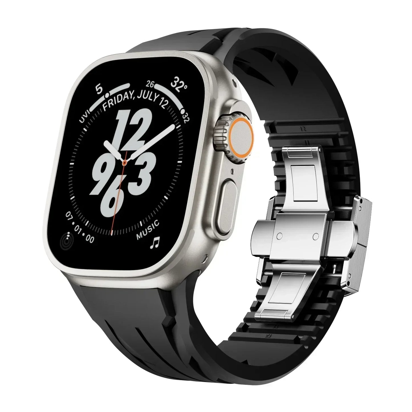 Flexible Silicone Apple Watch Strap With Silver Buckle - OutfitLondon