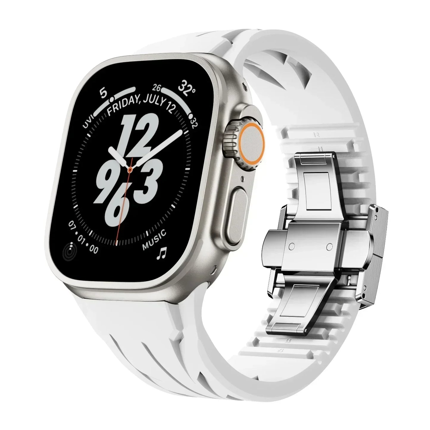 Flexible Silicone Apple Watch Strap With Silver Buckle