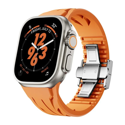 Flexible Silicone Apple Watch Strap With Silver Buckle