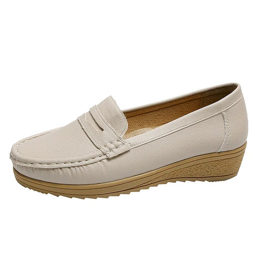 Soft Leather Easy Slip-On Loafers for Women - OutfitLondon