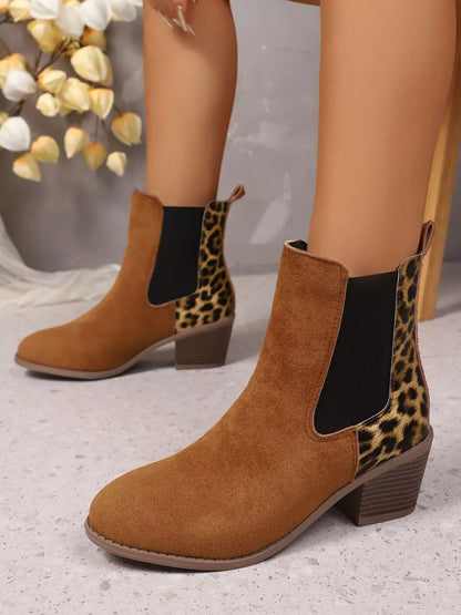 Wildlife Print Block Heel Ankle Boot - OutfitLondon