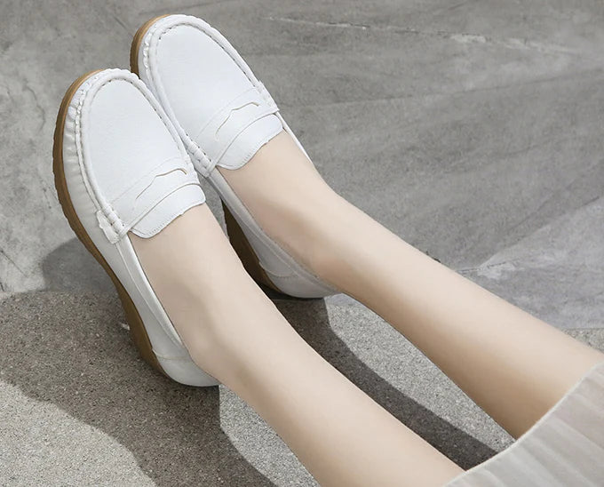 Soft Leather Easy Slip-On Loafers for Women