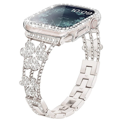 Sparkly Floral Crystal Apple Watch Band Bracelet - OutfitLondon