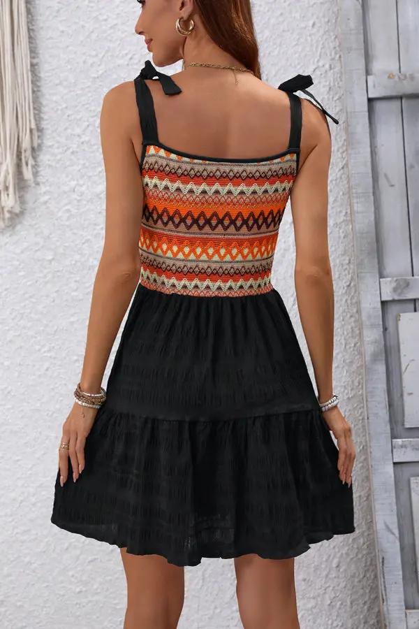 Colorful Floral Patchwork Ruffled Summer Dress