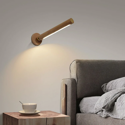 Rotatable Wooden LED Wall Lamp - Magnetic Detachable & Stepless Dimming Rechargeable Wall Light