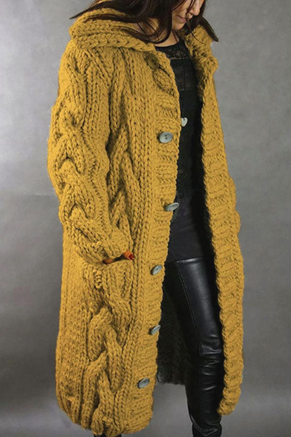 Oversized Hooded Cardigan Jacket with Pockets