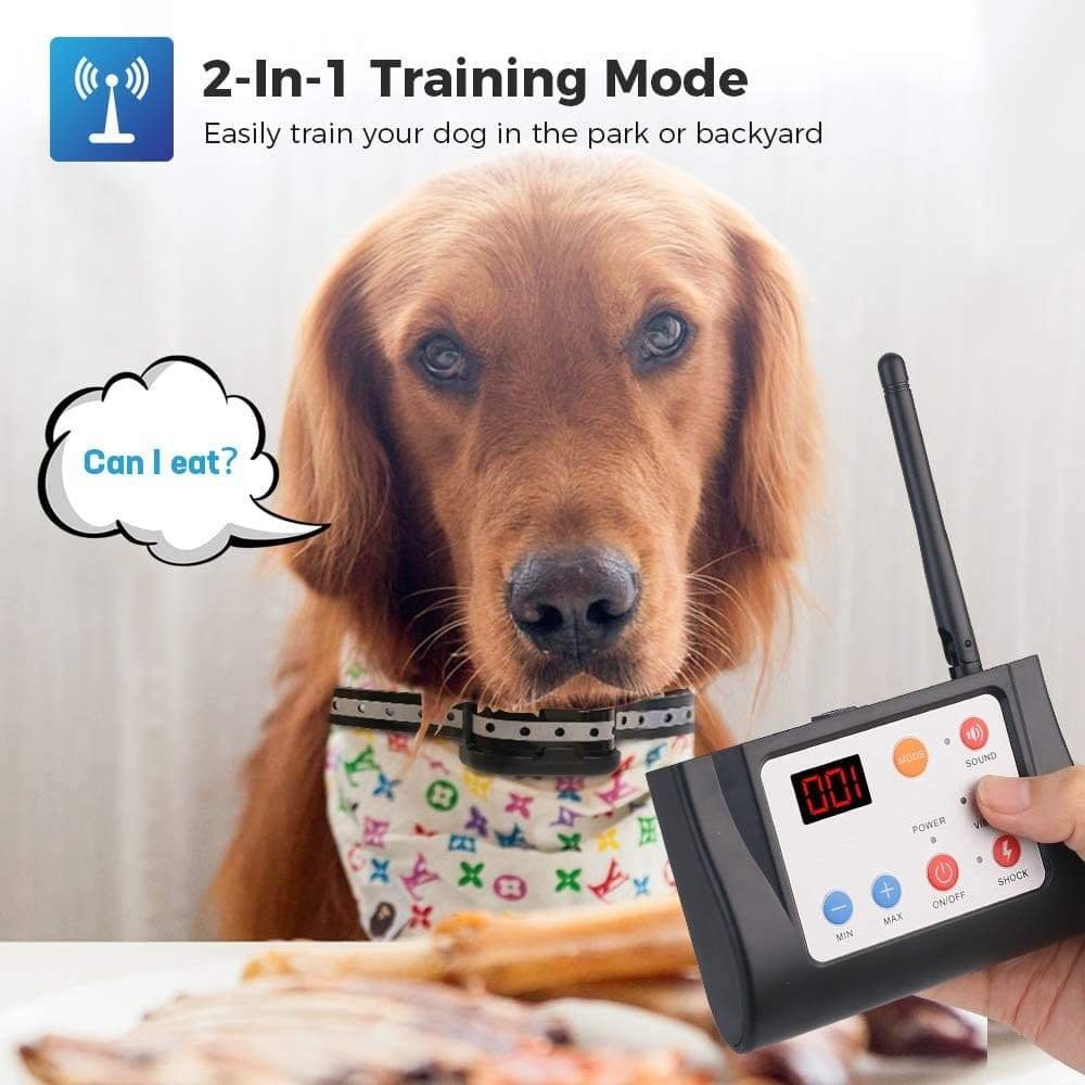 2-in-1 Electric Wireless Fence with Remote, Waterproof, 2 Collar Package
