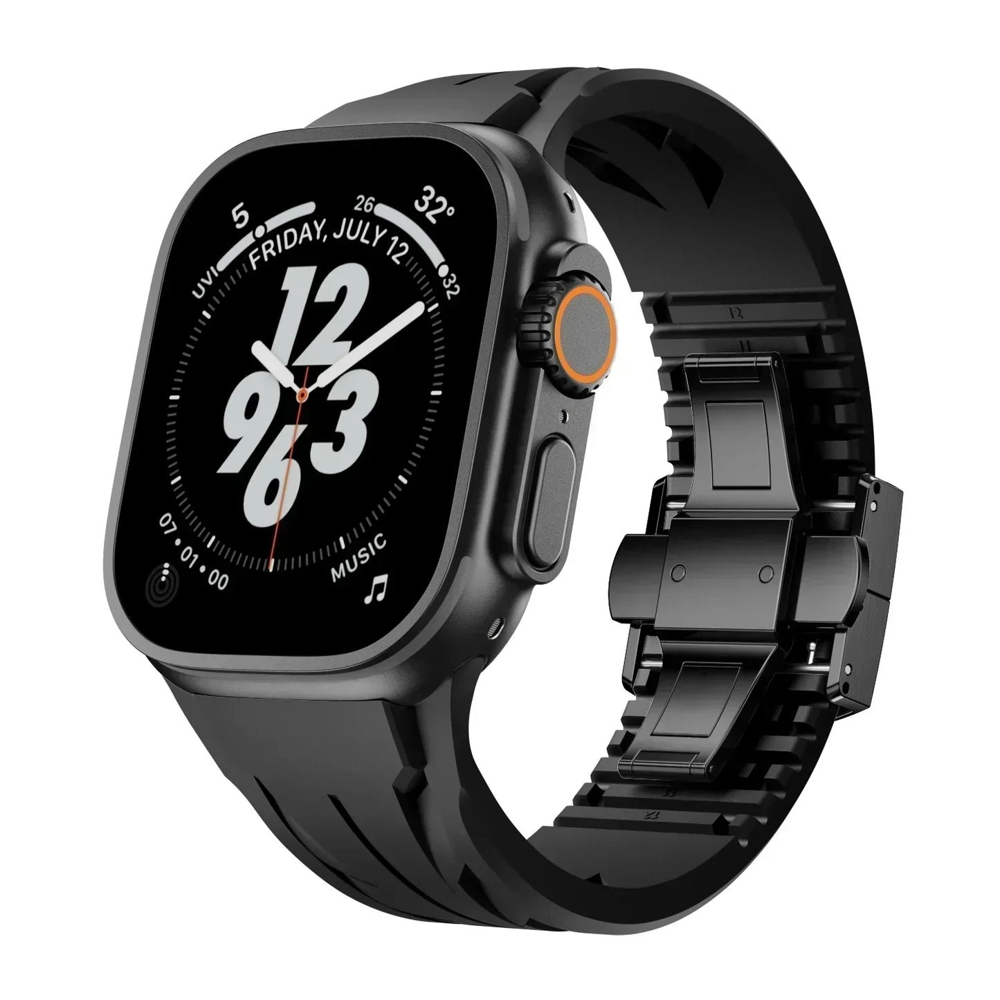Flexible Silicone Apple Watch Strap With Silver Buckle