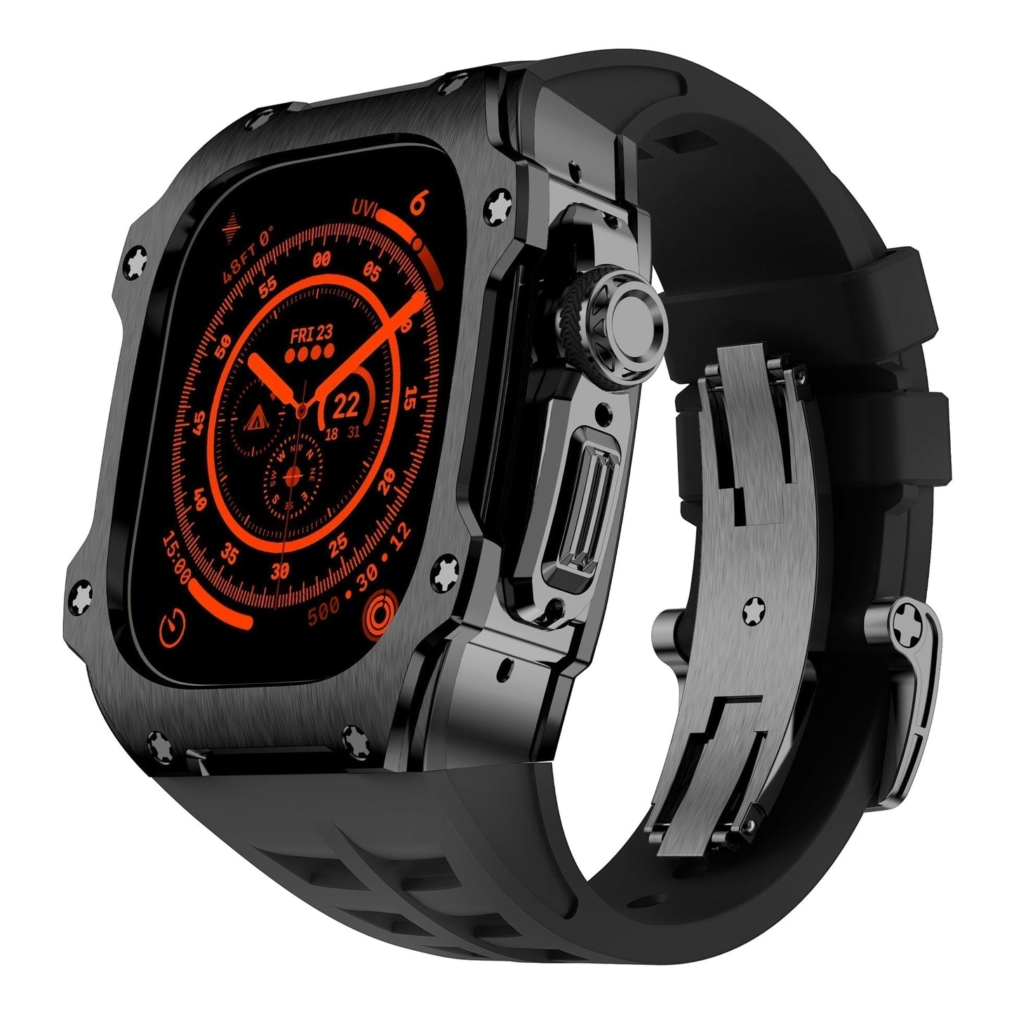 Durable Black Metal Cover for Apple Watch Ultra - OutfitLondon