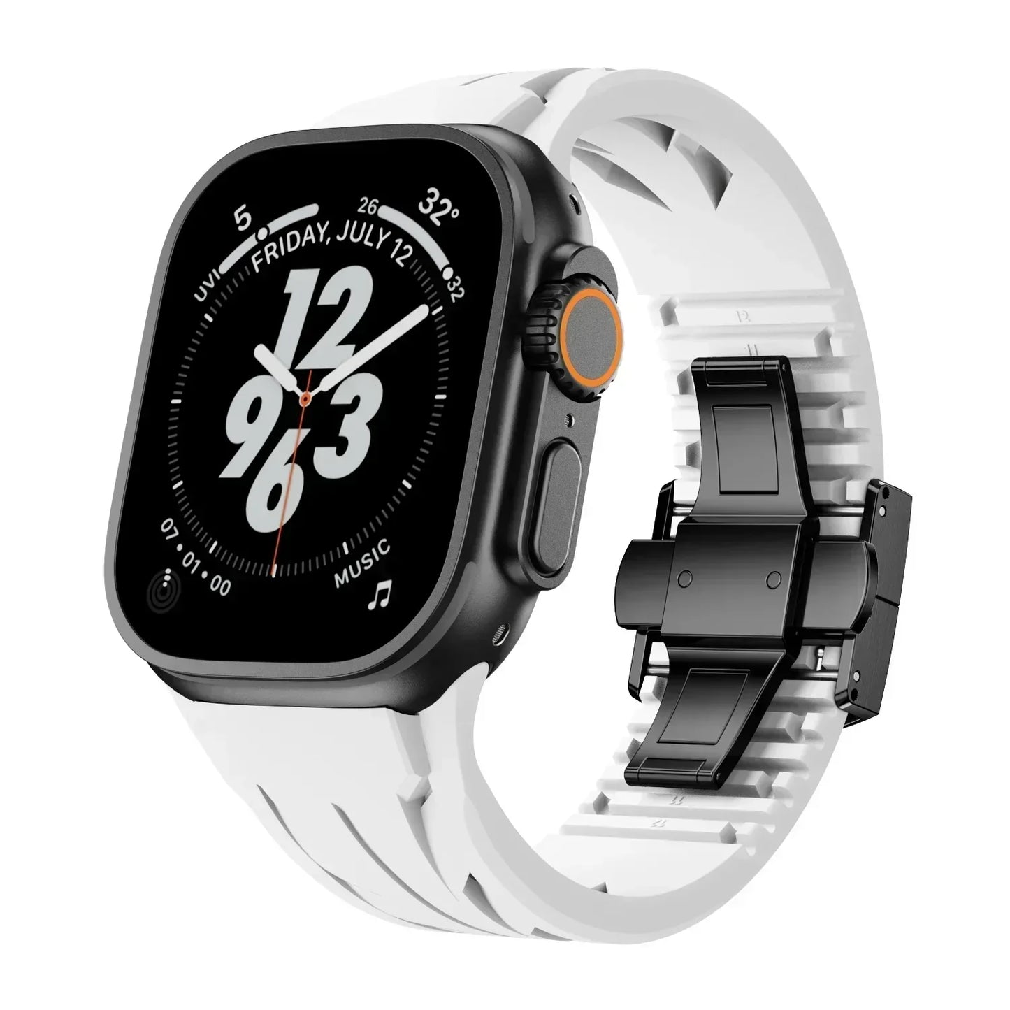 Flexible Silicone Apple Watch Strap With Silver Buckle