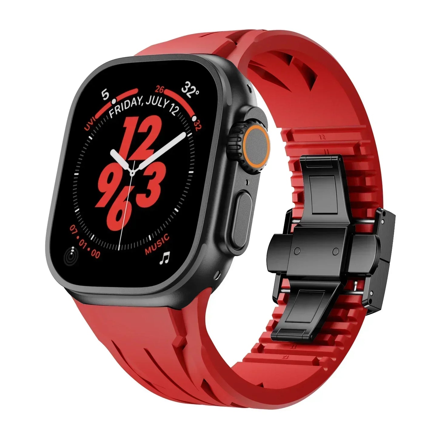 Flexible Silicone Apple Watch Strap With Silver Buckle