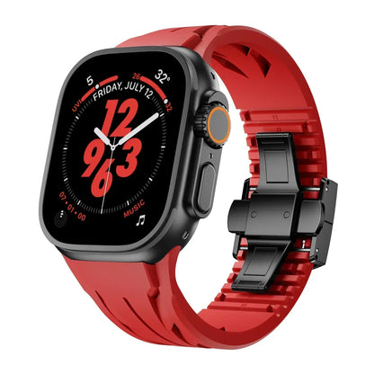 Flexible Silicone Apple Watch Strap With Silver Buckle