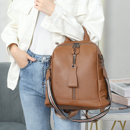 Women's Stylish Leather Backpack with Multiple Compartments