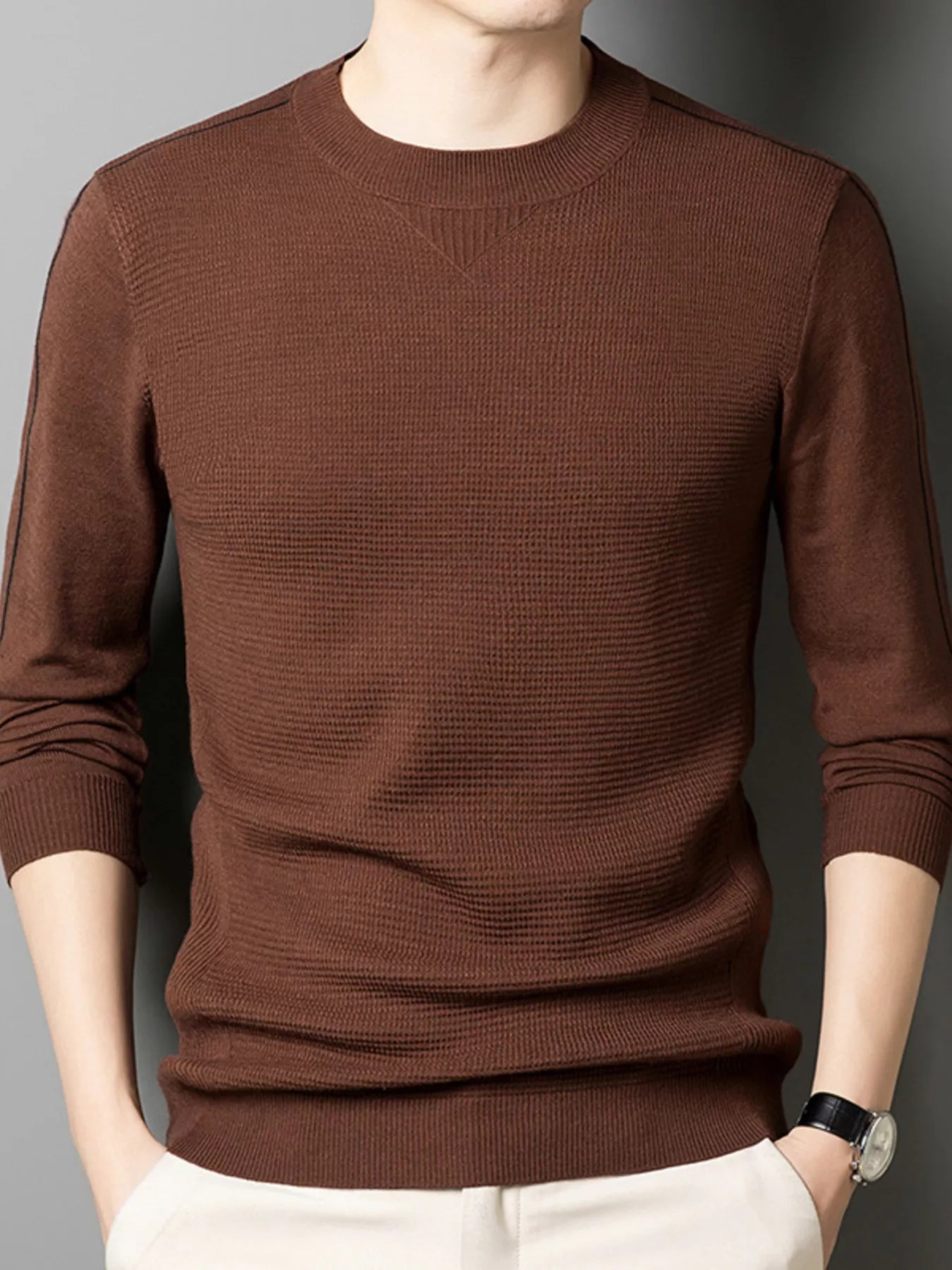 Slim Fit Casual Crew Neck Pullover Sweater