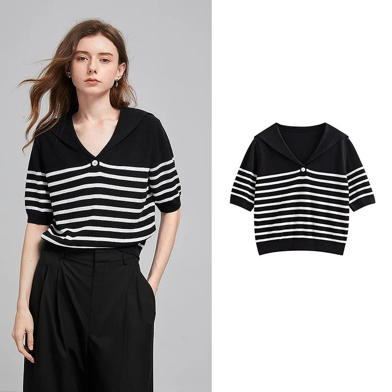 Timeless Horizontal Knit Pullover Sweater
