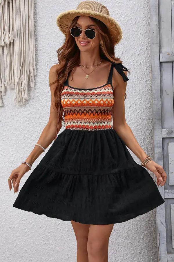 Colorful Floral Patchwork Ruffled Summer Dress