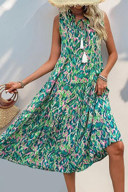 Vibrant Floral Chic Knee Length Dress