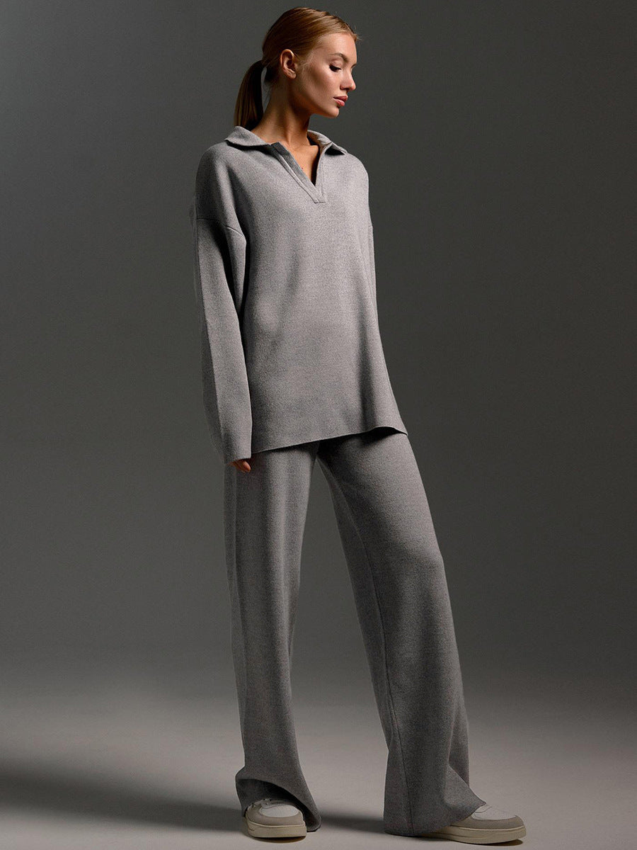 Women's Casual Cotton Sweatshirt and Straight-Leg Pants Set