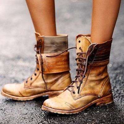 Lace-up Women Motorcycle Boots