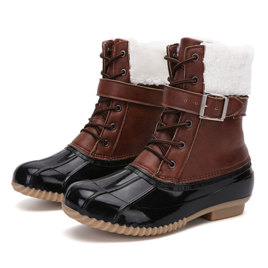 Non Slip Warm Fur Lining Snow Boots Waterproof Duck Ankle Boots