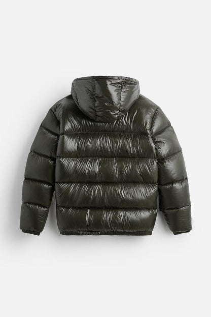 Waterproof Black Hooded Puffer Coat for Men