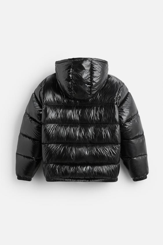 Waterproof Black Hooded Puffer Coat for Men