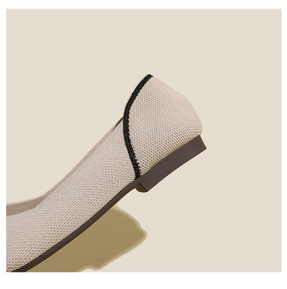 Comfortable Classy Knit Cap Toe Flats-Apricot