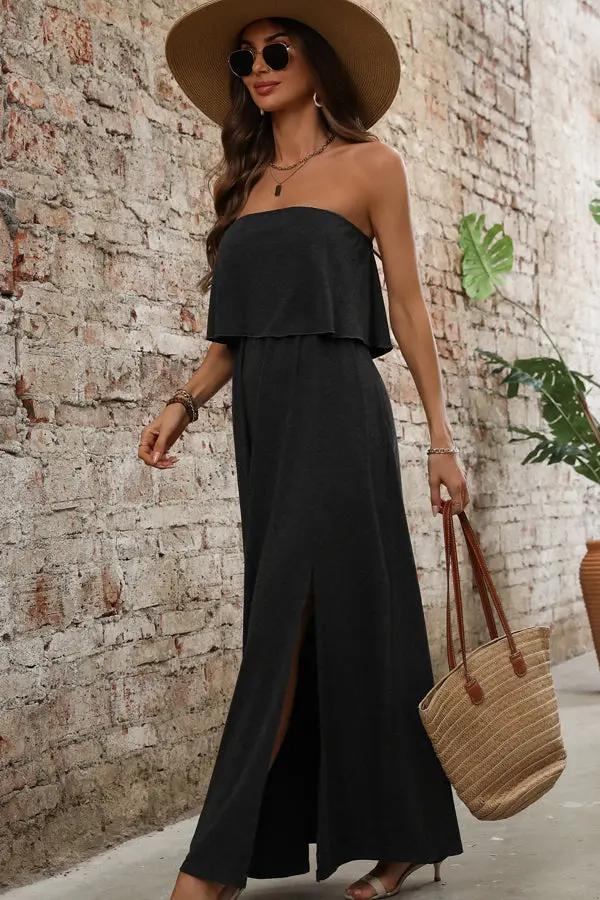 Classic Plain High Waisted Maxi Dress