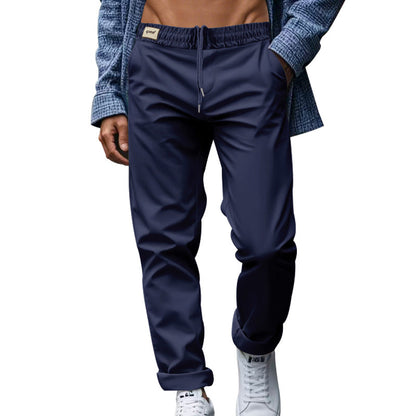 Men's Casual Cotton Loose Fit Trousers with Pockets