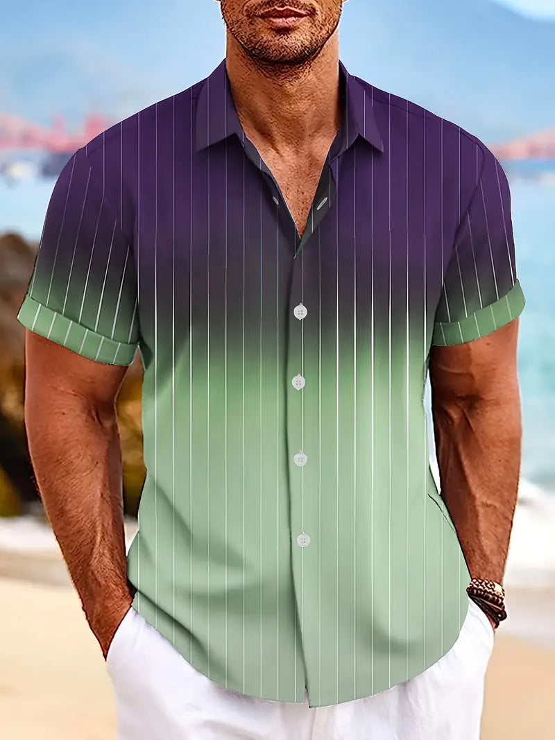 Casual Striped Short Sleeve Men's Summer Shirt