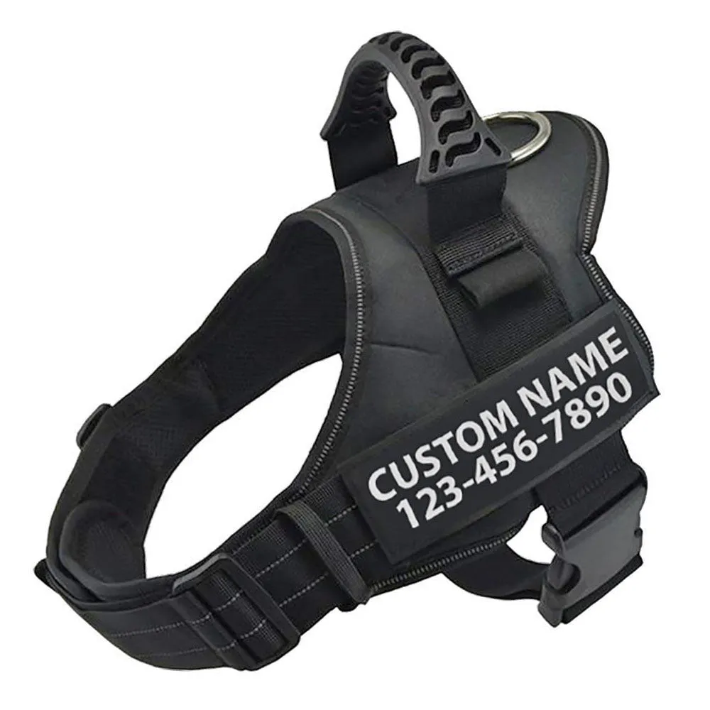 Personalised Dog Harness Strong No Pull Premium Custom Name Reflective Vest