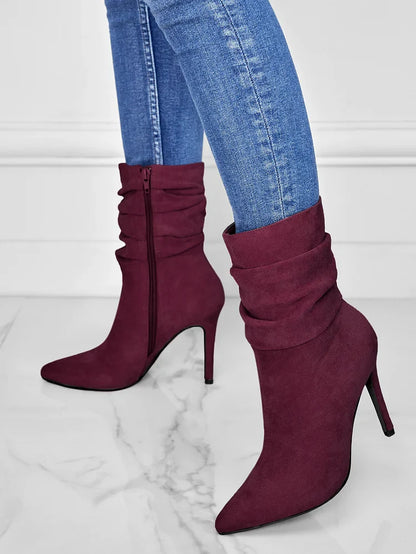 Chic Pointed Toe High Heel Booties
