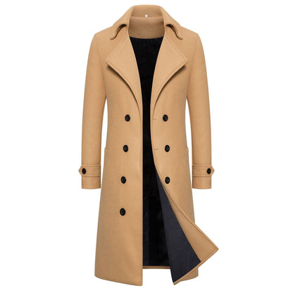 Men's Classic Wool Double Breasted Trench Coat