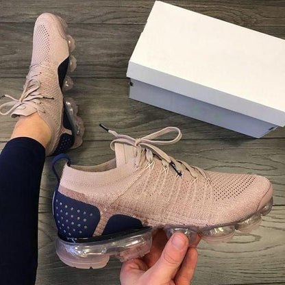 Womens Fashion Air Cushion Sneakers Lace Up Mesh Breathable Running Shoes