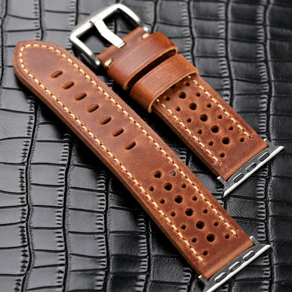 Sporty Black Leather Strap Watch