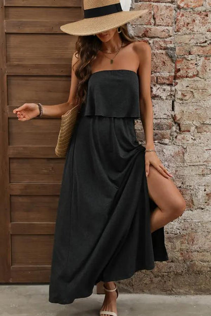 Classic Plain High Waisted Maxi Dress