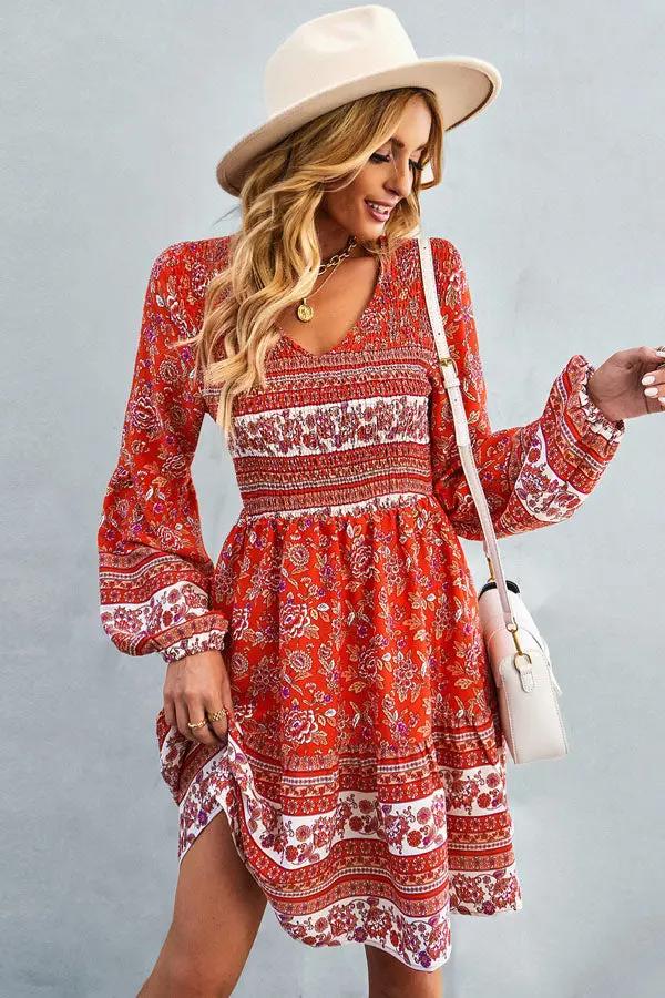 Floral Embroidered Long Sleeve Maxi Dress - OutfitLondon