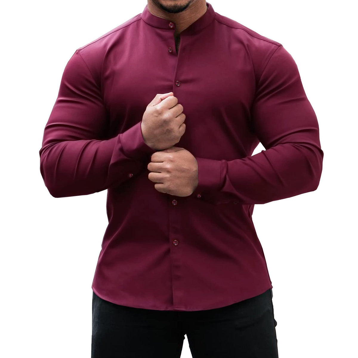 Men's Casual Cotton Button Down Long Sleeve Shirt