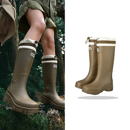 Rain Boots for Autumn - Retro Waterproof Rubber Boots with Non-Slip Sole for Women