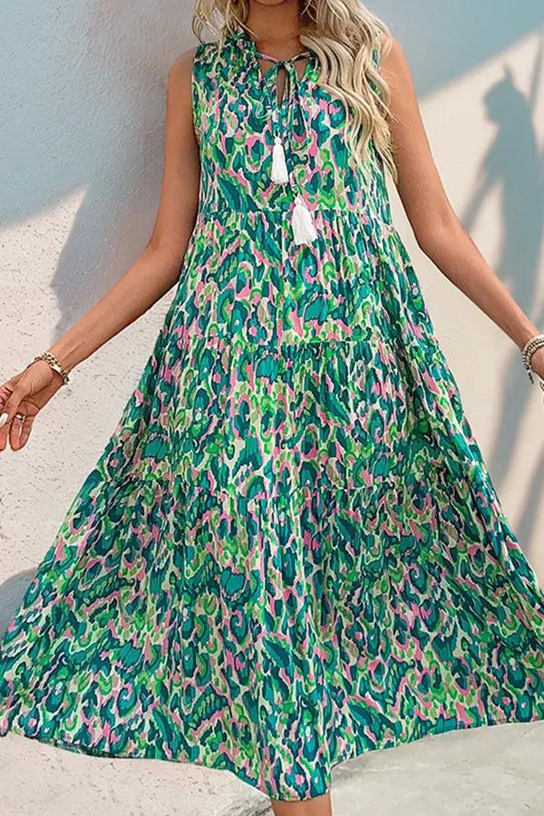 Vibrant Floral Chic Knee Length Dress - OutfitLondon