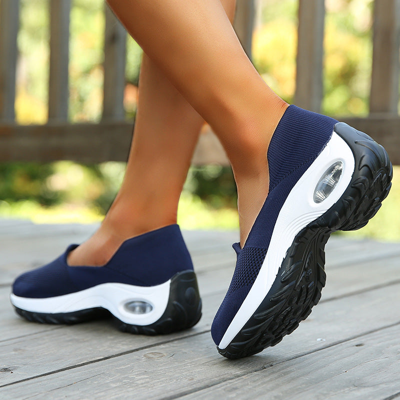 Women's Fly-Woven Fabric Athletic Low Heel Sneakers